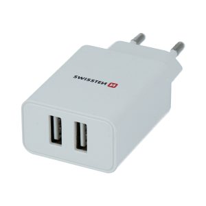SWISSTEN síťový adaptér 2x USB, 10 W, SMART IC (EKO BALENÍ) Barva: Bílá