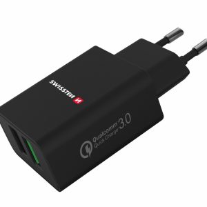 SWISSTEN síťový adaptér 2x USB, QC 3.0, 23W, bílý Barva: Černá
