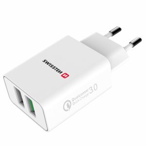 SWISSTEN síťový adaptér 2x USB, QC 3.0, 23W, bílý Barva: Bílá