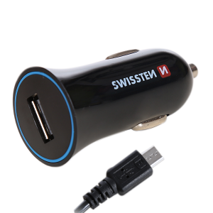 SWISSTEN autonabíječka USB, 1A + kabel micro USB
