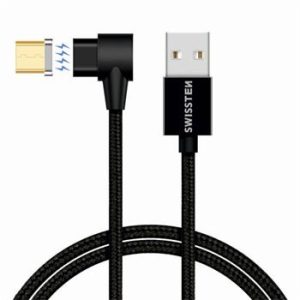 SWISSTEN magnetický textilní datový kabel Arcade USB-A / micro USB, délka 1 m