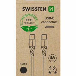 SWISSTEN TPU datový kabel USB-C / USB-C, délka 1,2 m (EKO BALENÍ) Barva: Černá