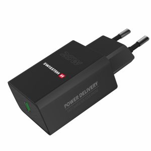 SWISSTEN síťový adaptér PD 25 W pro iPhone a Samsung (EKO BALENÍ) Barva: Černá