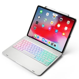 Podsvícená klávesnice pro iPad Pro 12.9" 2018 + slot pro Apple Pencil – stříbrná