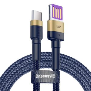 BASEUS USB-C 5A Kabel (1 M) – modro-zlatá