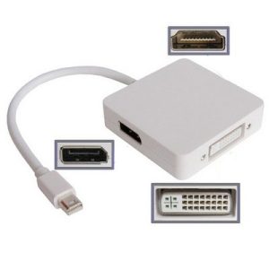Redukce Mini DisPlay Port na HDMI, DVI a DisplayPort – bílá