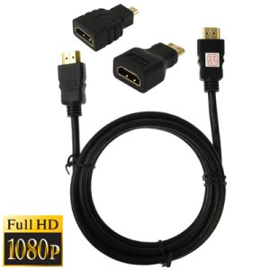 HDMI / Mini HDMI / micro HDMI kabel (FullHD) – 1,5m – černá