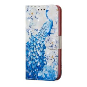 Flipové pouzdro na iPhone XR – modrý páv