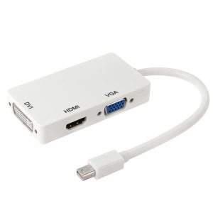 Redukce/hub Mini displayPort na HDMI, VGA a DVI – bílá