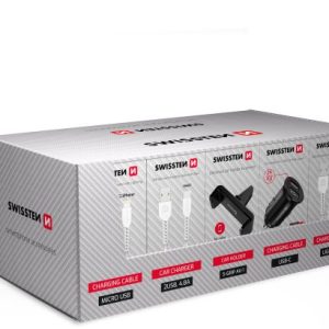 SWISSTEN set samoprodavač (5x kabel MicroUSB, 5x USB-C, 5x Lightning, 5x CL 2 USB 4,8A, 5x držák S-Grip AV-1