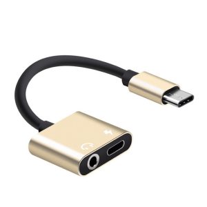 Redukce z USB-C na USB-C a 3.5mm jack – zlatá