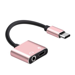 Redukce z USB-C na USB-C a 3.5mm jack – růžově zlatá