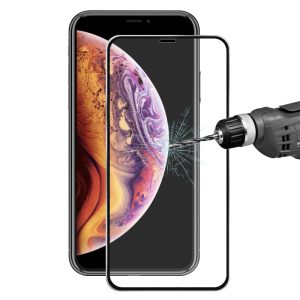 3D tvrzené sklo pro iPhone 11 Pro Max (hliníkový rámeček) – černá