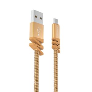 Odolný micro USB kabel 1 m Zig-Zag – zlatá
