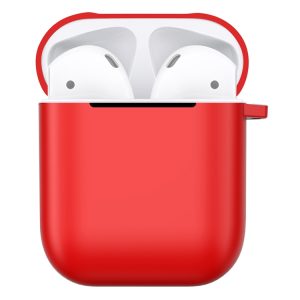 Matný plastový obal s karabinou pro Airpods – červená