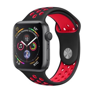eses Silikonový řemínek pro Apple Watch – Černo červený, S, M, L – 38mm, 40mm, 41mm