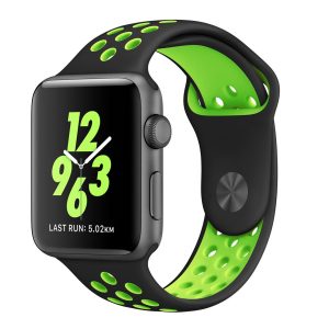 eses Silikonový řemínek pro Apple Watch – Černo zelený, S, M, L – 38mm, 40mm, 41mm