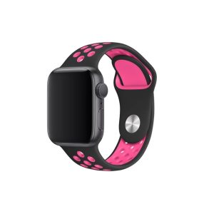 eses Silikonový řemínek pro Apple Watch – Černo růžový, S, M, L – 38mm, 40mm, 41mm
