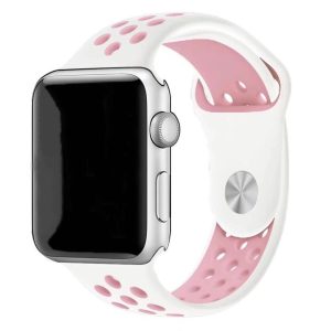 eses Silikonový řemínek pro Apple Watch – Bílo růžový, S, M, L – 38mm, 40mm, 41mm
