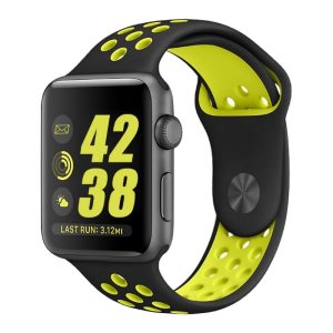eses Silikonový řemínek pro Apple Watch – Černo žlutý, S, M, L – 42mm, 44mm, 45mm, 49mm
