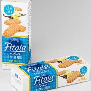 FITOLA VANILLA Křehké sušenky s vanilkovou příchutí bez přidaného cukru 130 g
