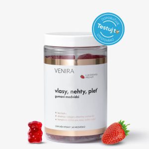 VENIRA gumoví medvídci pro vlasy, nehty a pleť – jahoda, 60 medvídků