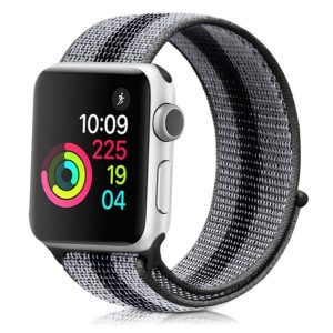 eses Nylonový řemínek pro Apple Watch – Černo šedý proužek 42mm, 44mm, 45mm, 49mm