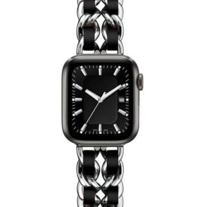 eses Kovový řetízkový řemínek propletený pro Apple Watch – Stříbrno černý 42mm, 44mm, 45mm, 49mm
