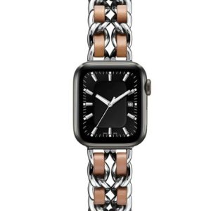 eses Kovový řetízkový řemínek propletený pro Apple Watch – Stříbrno hnědý 38mm, 40mm, 41mm