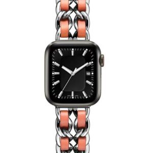 eses Kovový řetízkový řemínek propletený pro Apple Watch – Stříbrno oranžový 38mm, 40mm, 41mm