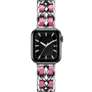 eses Kovový řetízkový řemínek propletený pro Apple Watch – Stříbrný a tmavě růžový 38mm, 40mm, 41mm