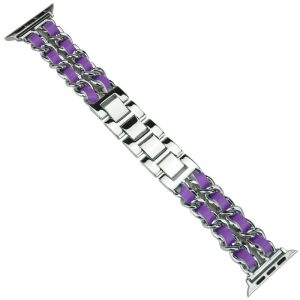 eses Kovový řetízkový řemínek propletený pro Apple Watch – Stříbrno fialový 38mm, 40mm, 41 mm