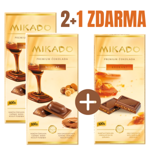 MIKADO mléčná čokoláda s nugátovou náplní 100 g BALÍČEK 2ks + 1ks MIKADO ZDARMA