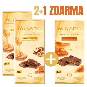MIKADO mléčná čokoláda s náplní z vlašských ořechů 100 g BALÍČEK 2ks + 1ks MIKADO ZDARMA