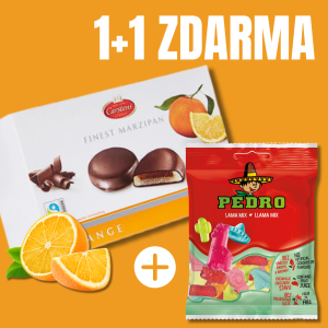 CARSTENS Marcipánové bonbóny v čokoládě s pomerančovou náplní 210g + PEDRO 80g ZDARMA