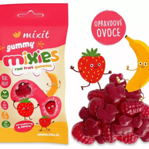 MIXIT Gummy Mixies – Jahoda & banán – přírodní želé bonbóny 35 g