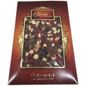 Kamila Chocolates Mléčná čokoláda s mandlemi, ostružinami a malinami 70 g DMT 08/24