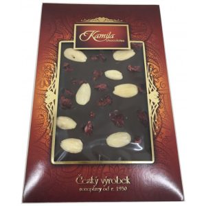 Kamila Chocolates Hořká čokoláda s mandlemi a brusinkami 70 g DMT 08/24