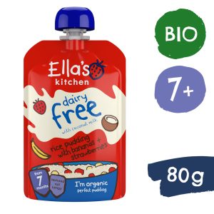 Ella’s Kitchen BIO Nemléčný rýžový nákyp s banány a jahodami (80 g)