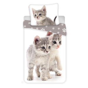 Jerry Fabrics s. r. o. Bavlněné povlečení 140×200 + 70×90 cm – Kitten Grey