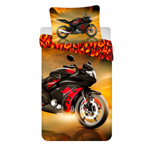 Jerry Fabrics s. r. o. Bavlněné povlečení 140×200 + 70×90 cm – Motorka červená