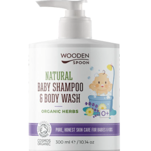 Wooden Spoon Dětský sprchový gel a šampon 2v1 s organickými bylinkami (300 ml)