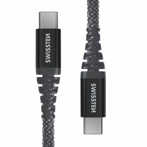 SWISSTEN datový kabel KEVLAR, USB-C/USB-C, 1,5 m, antracit