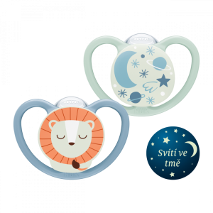 Nuk silikon Space Night modrá/šedá 2 ks