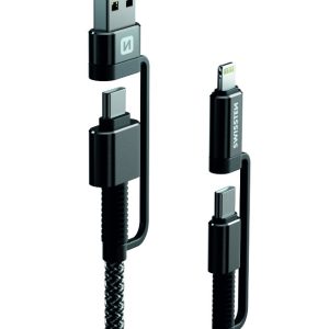 SWISSTEN Datový kabel KEVLAR 4v1 3A 1,5 m, antracit