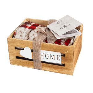 B.E.S. – Petrovice, s.r.o. Deka mikroflanel Alps 130×160 dárkové balení v dřevěné bedýnce – Sladký domov