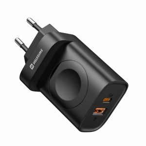 SWISSTEN síťová nabíječka USB-A, USB-C, Apple Watch, 22,5 W