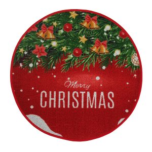 B.E.S. – Petrovice, s.r.o. Kulatý vánoční kobereček průměr 80cm – Merry Christmas vánoční větvička s ozdobami