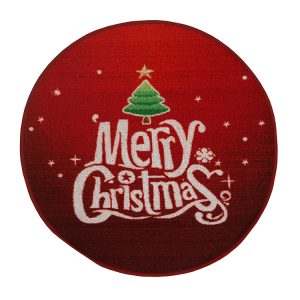 B.E.S. – Petrovice, s.r.o. Kulatý vánoční kobereček průměr 80cm – Merry Christmas stromeček s hvězdičkou
