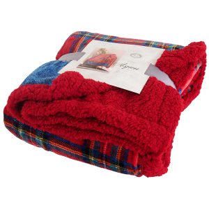 B.E.S. – Petrovice, s.r.o. Deka s beránkem mikroflanel Aspen, dárkové balení – červenomodré káro Rozměr: 130×160